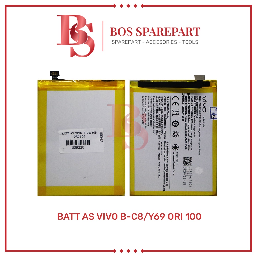 BATERAI AS VIVO B-C8 / Y69 ORI 100 / BATTERY / BATRE