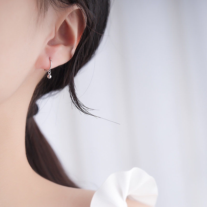 Papaozhu Korea Gaya S925 Perak Bola Kecil Hoop Anting Untuk Wanita Perempuan Hypoallergenic Lucu Little Earring Pick Gratis Telinga Perhiasan