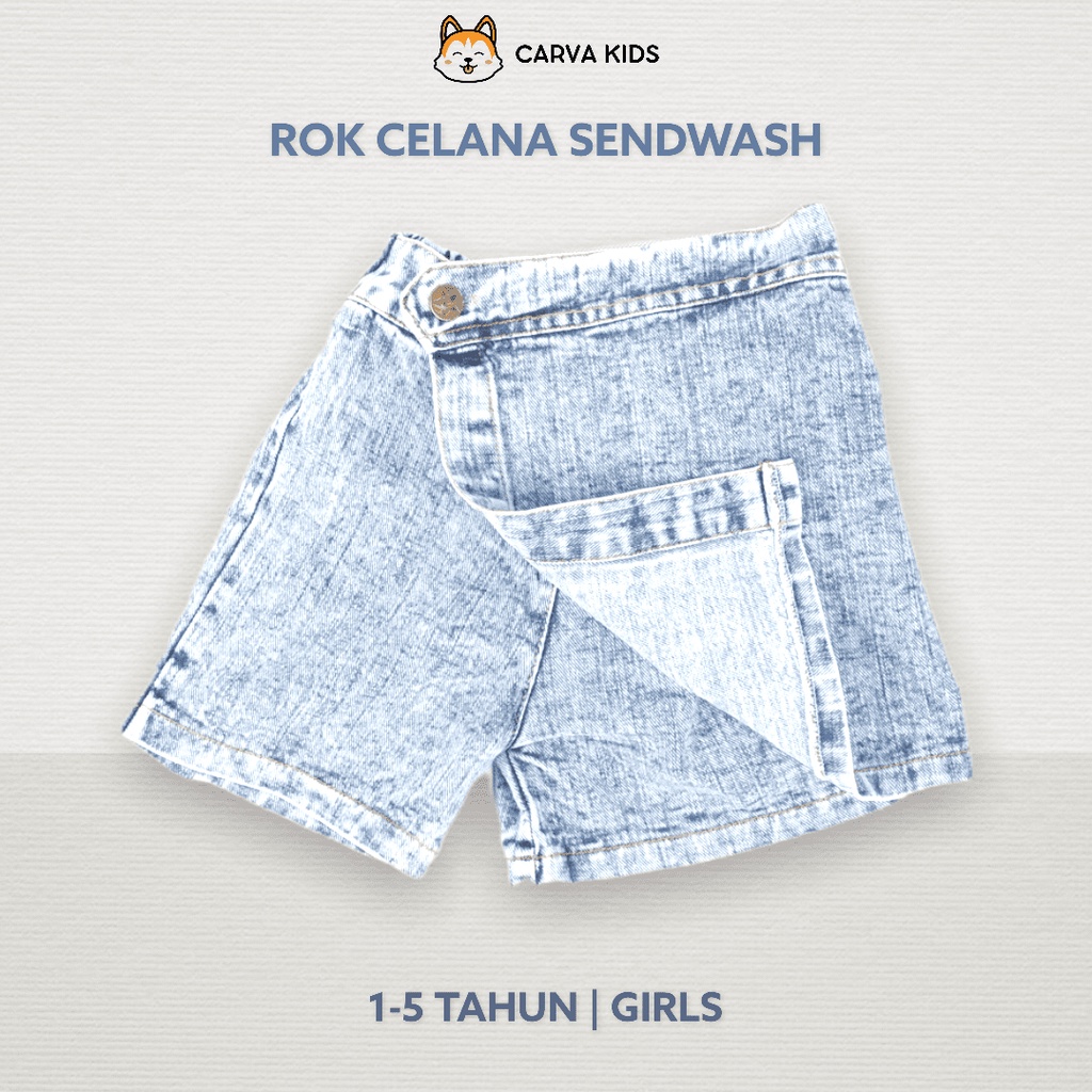 CELANA ROK CARVA JEANS ANAK SENDWASH ICEWASH PEREMPUAN BAYI IMUT LUCU BEST SELLER TERMURAH