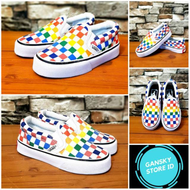 SEPATU ANAK VANS SLIP ON PREMIUM QUALITY VANS SLIP ON ANAK RAINBOW