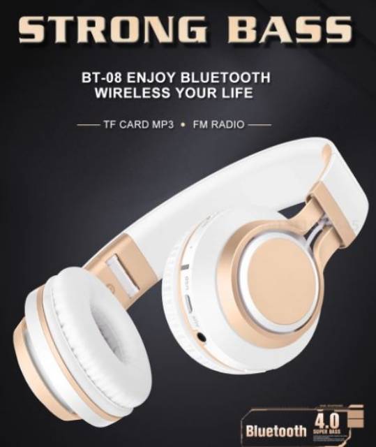 Sound Intone BT08 Bluetooth Headphone with FM Radio - Black Gold