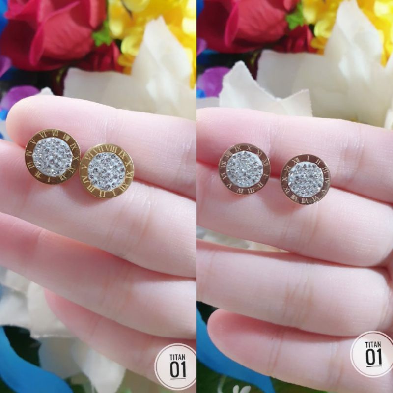 Anting Tusuk Titanium Earrings Bulat Stud N29102101