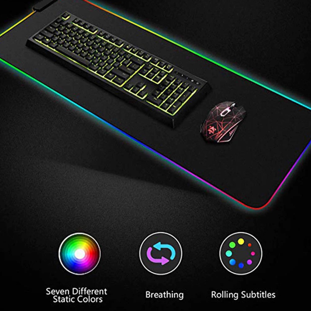 XL Mouse Pad Gaming RGB LED Light 7 Warna Mousepad Besar Alas Keyboard Desk Mat Anti Slip