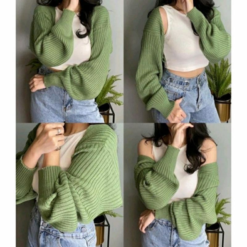 Cardi Liam Balero Rajut Crop Wanita