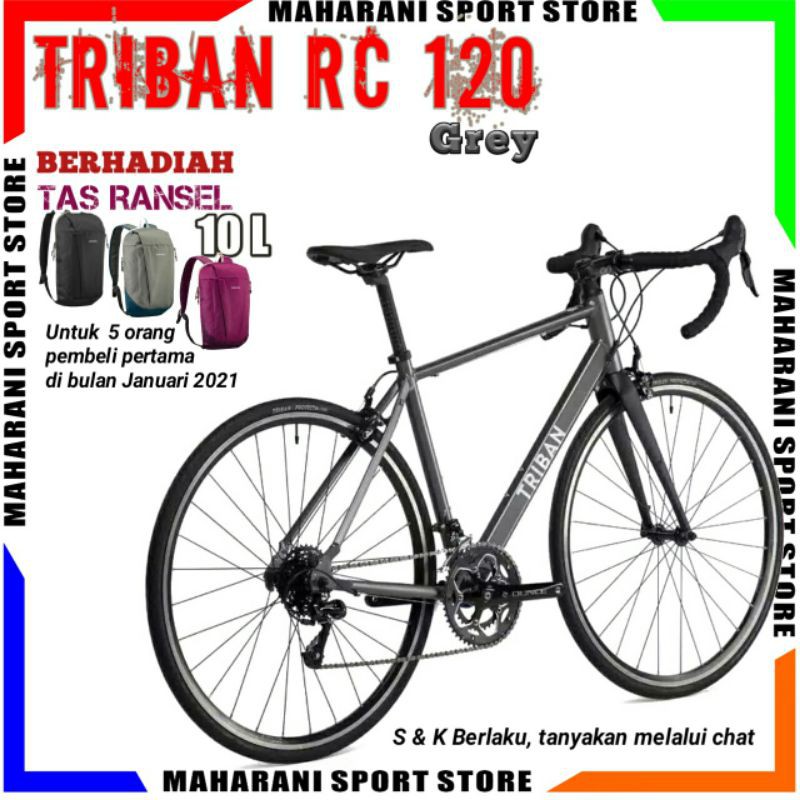 Sepeda Balap TRIBAN RC 120 ABYSS GREY ROAD BIKE Warna Abu Tua