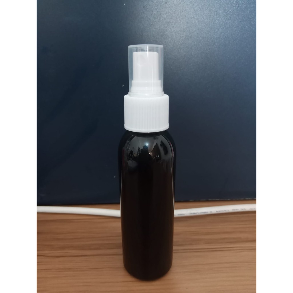 Botol Plastik PET 100ml BR Hitam Tutup Spray