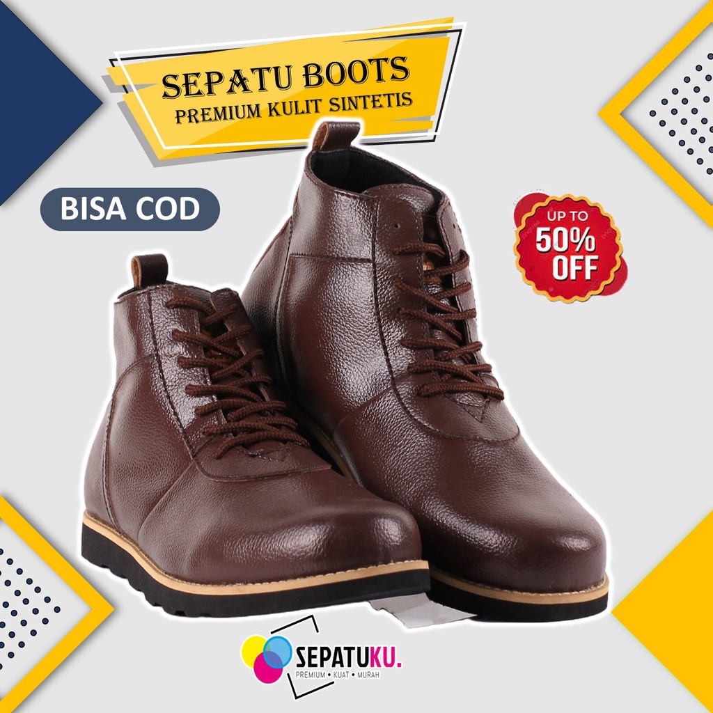 Sepatu boots safety pria Sepatu Safety Shoes Sepatu Kerja Kantor Pria Sepatu Kerja Lapangan ujung besi kulit murah Sepatu Cowok Keren Sepatu Casual Original 100% Spatu Pria Cowok Kulit Asli - Orion-2