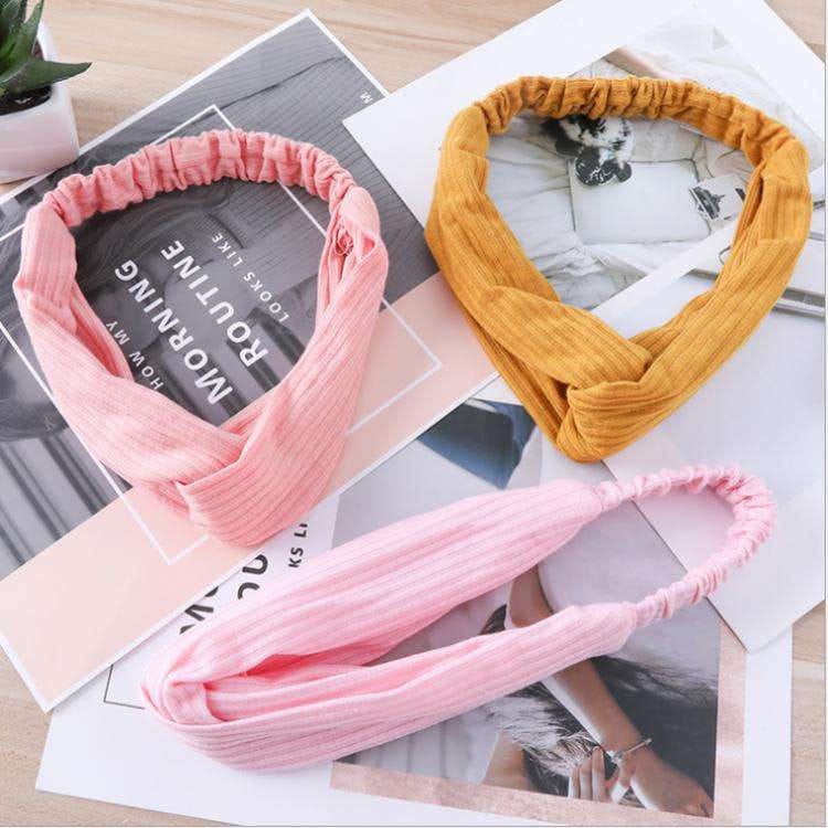 【GOGOMART】Bandana Rambut Korea / Bando Kain Polos Salur Bandana