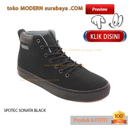 SPOTEC SONATA BLACK sepatu sekolah sneakers kasual