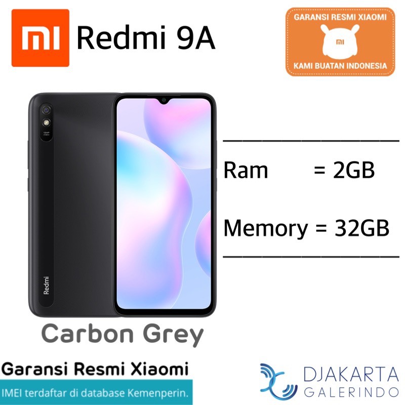 Xiaomi Redmi 9A 2/32GB - 3/32 GB - Garansi Resmi Xiaomi ✅-Carbon Grey (2/32GB)