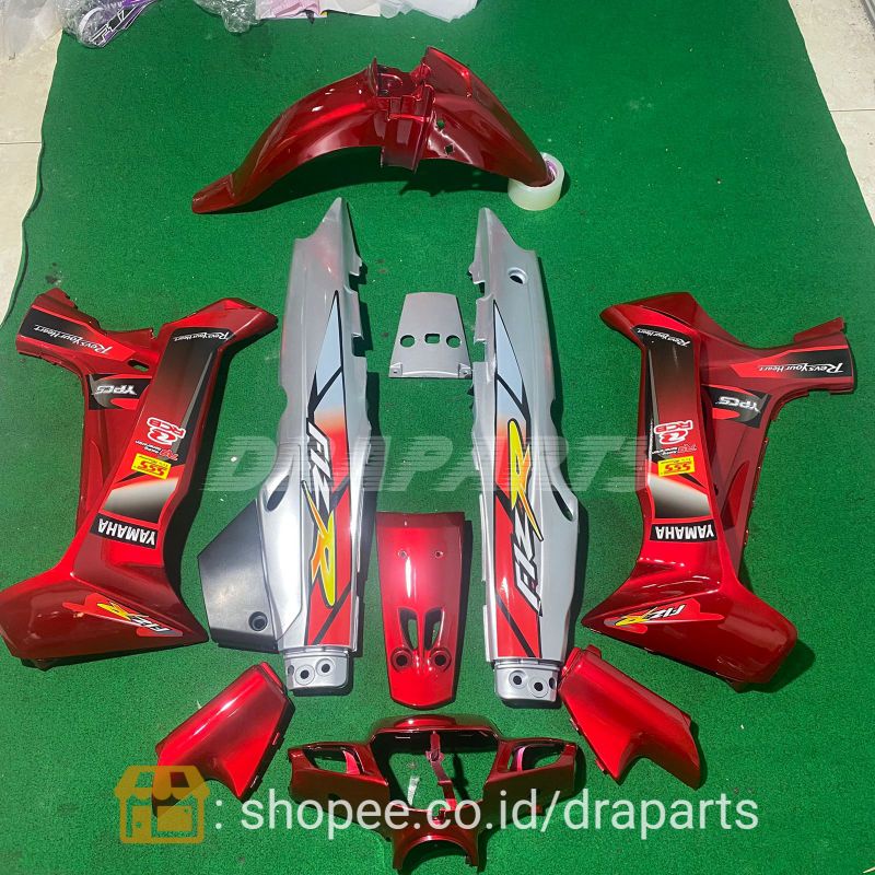 Custom Body Set Fizr Merah Maroon Silver X RCB Full Bodi Fiz R Halus Kasar Dan Lampu - Stiker Lapis 