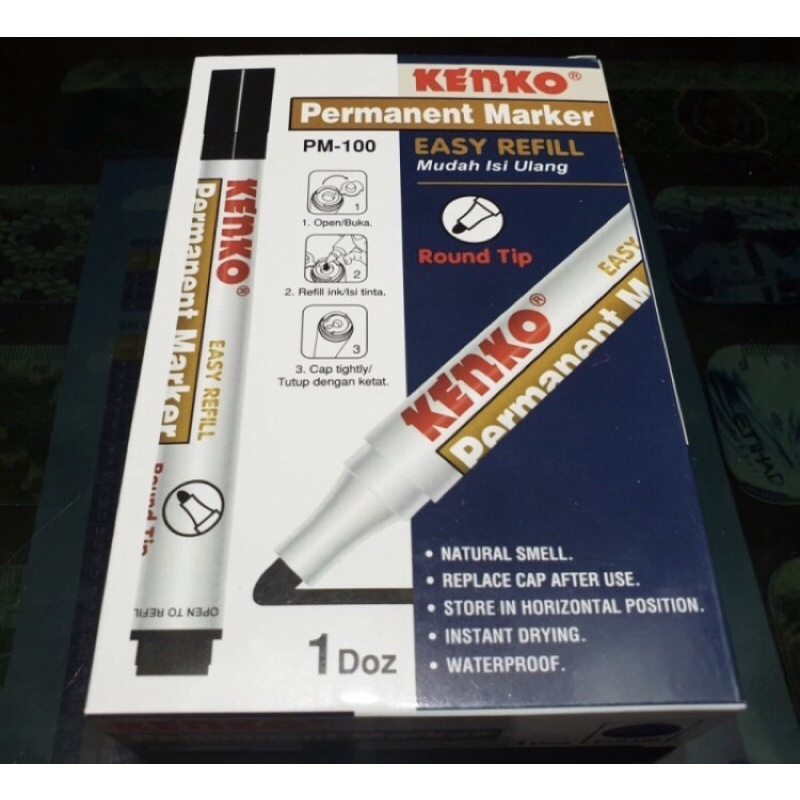 

SPIDOL PERMANENT HITAM MAKER PM100 Kenko 1LUSIN isi 12pcs