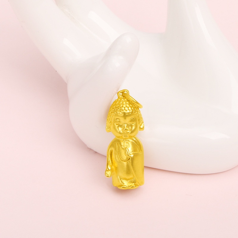 Kalung Lapis Emas Emas Asli Kadar 375 Dengan Liontin Buddha Maitreya Untuk Wanita
