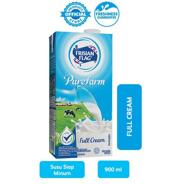 

Susu Bendera Full Cream - UHT Milk Frisian Flag 900ml Pure Farm - Susu Kotak 900 ML