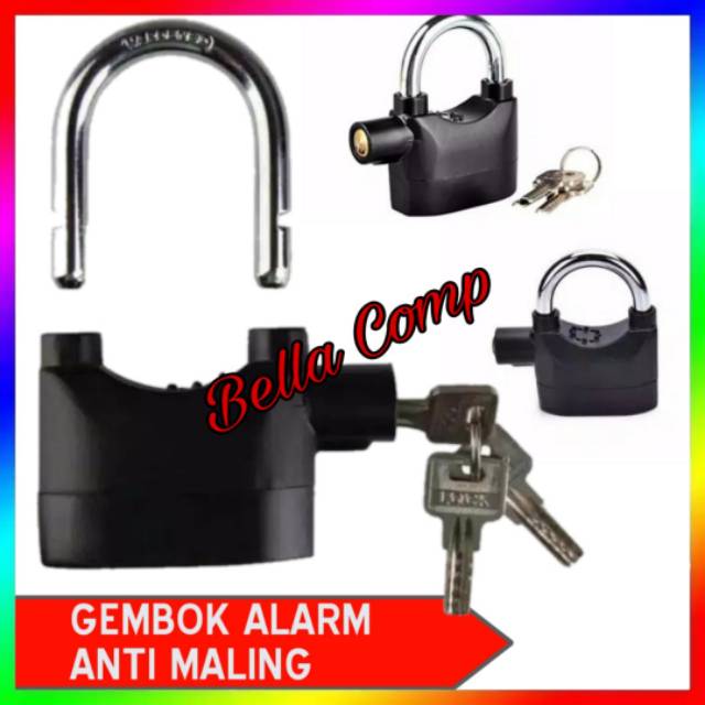 (BAYAR DITEMPAT/COD) GEMBOK ALARM UNTUK ANTI MALING BUAT MOTOR MOBIL PAGAR PINTU SAFE/kuke