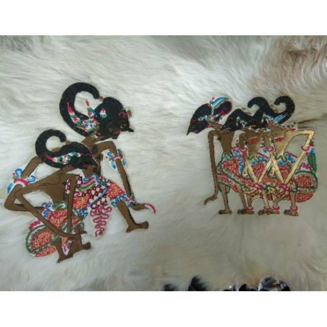 (BISA COD) LUKISAN LEMBARAN WAYANG PANDAWA LIMA KULIT KAMBING FULL BODY 77x55 cm HIASAN DINDING