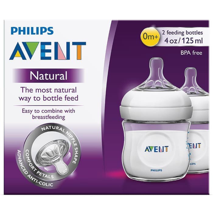 AVENT BTL NAT 125ML/4OZ WHITE TWIN 690/23