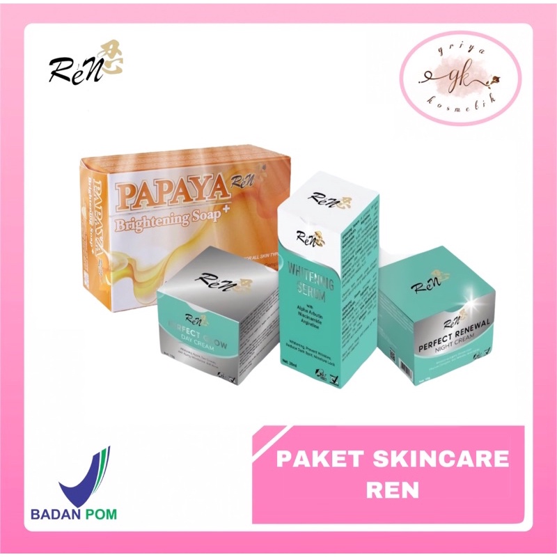 ✨GRIYA✨ Ren / RDL Paket Skincare BPOM Papaya Pencerah Pemutih Kulit BPOM | Sabun Papaya Ren RDL | Wh