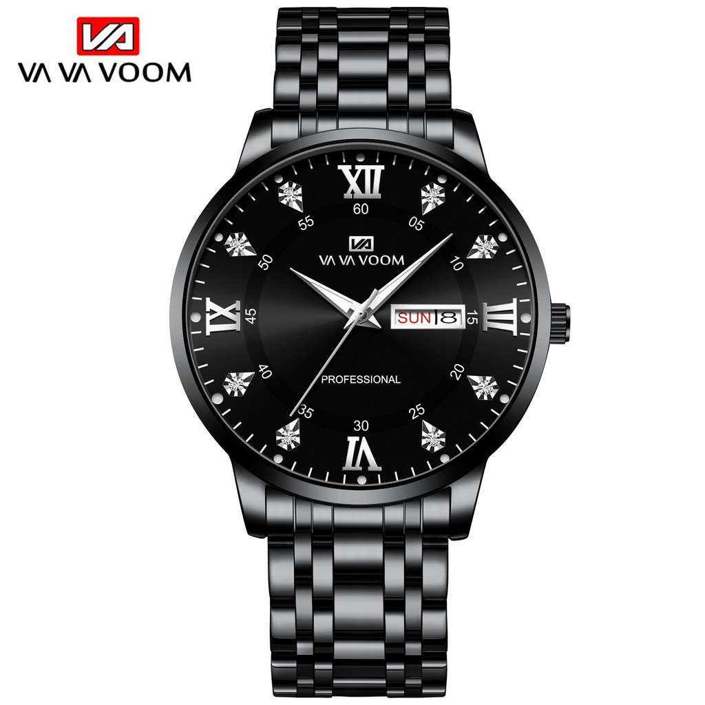 VAVA VOOM 2461 Jam Tangan Pria Anti Air Original Luxury Stainless Steel（Free BOX+Baterai cadangan）-2461-YH