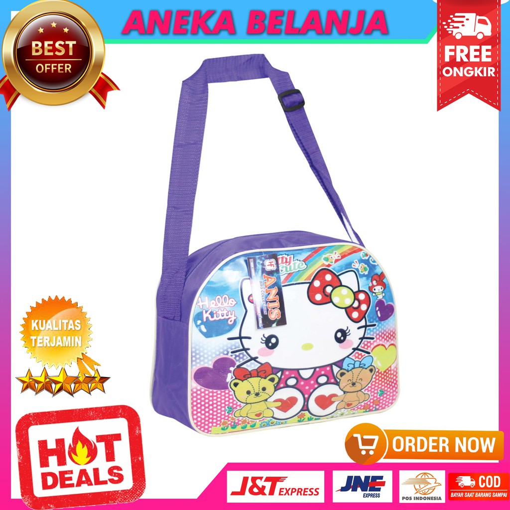 Ready Stock Tas Selempang Berkualitas Gambar Kartun Ungu Khusus Anak Cewek Fashionable Keren Casual