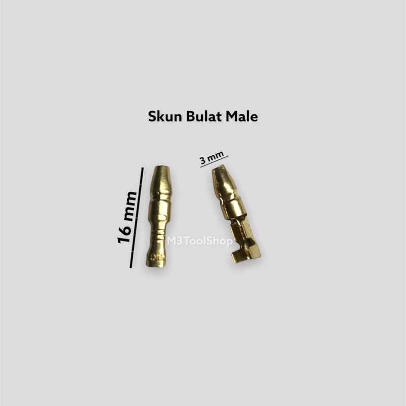 Skun Kabel Bulat Male panjang 16mm lebar 3mm