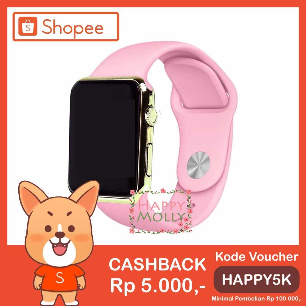 LED Watch [ Baby Pink Gold ] Jam Tangan Digital Pria &amp; Wanita - Strap Rubber