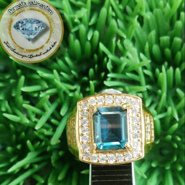 Cincin Batu Blue Topas London Asli
