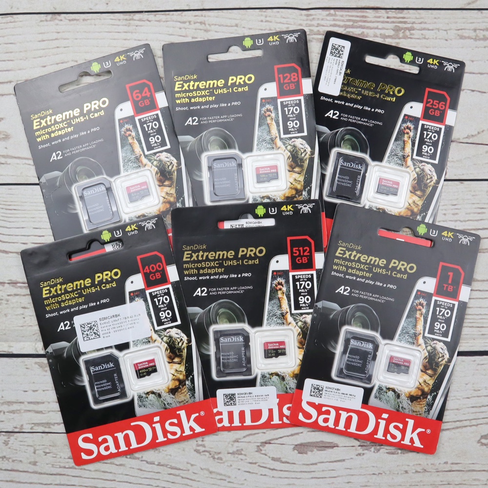 Sandisk MicroSDXC Extreme Pro A2 V30 UHS-1 (170MB/s) 128GB - SDSQXCY-128G HITAM