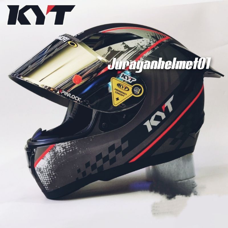 helm full face kyt r10 paket ganteng seri 4 gumetal (dapet kaca original)