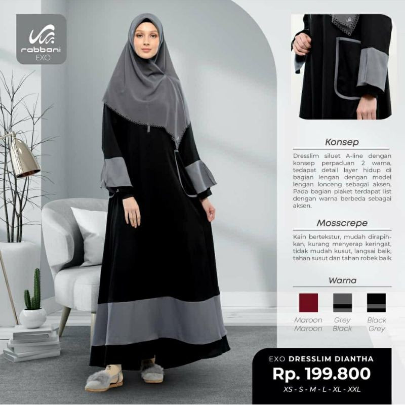 Rabbani Exo Dresslim Diantha Gamis Baju Muslim Wanita Dewasa