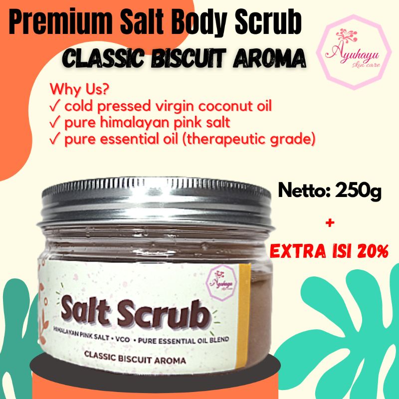 [300g] BATH HIMALAYA PINK SALT BODY SCRUB BADAN LULUR TUBUH PEMUTIH VCO THERAPEUTIC ESSENTIAL OIL