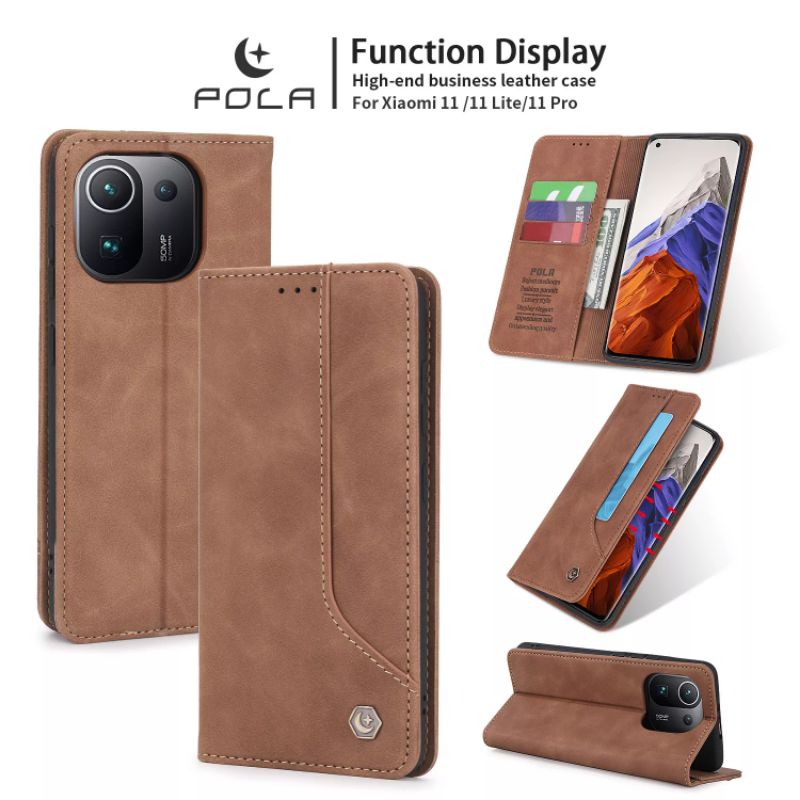 Original Slim Case Xiaomi Mi 11 / Mi 11 Lite / Mi 11 Ultra Flip Wallet Leather  Cover Sarung Dompet 