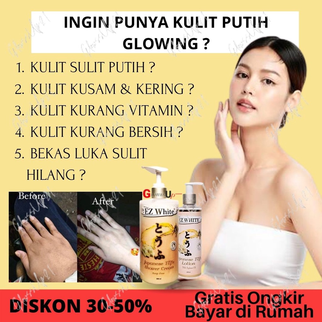 PAKET PEMUTIH BADAN PERMANEN EZ WHITE TOFU PAKET SHOWER N LOTION BODY WHITENING