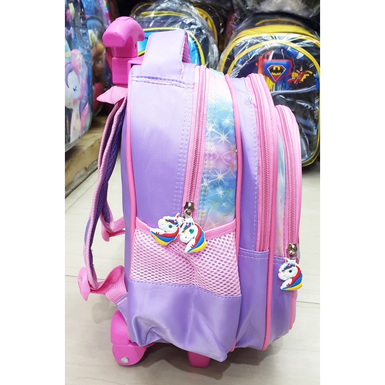 Tas DORONG Trolley Tas Anak Sekolah Laki Laki TK / Play Group / PAUD DINO DINOSOURUS TIMBUL GLOSSY / EMBOS 3 RESLETING IMPORT ( Luwi Gemez Gogo Kumbang Kumo Star 12&quot; / 13&quot; )