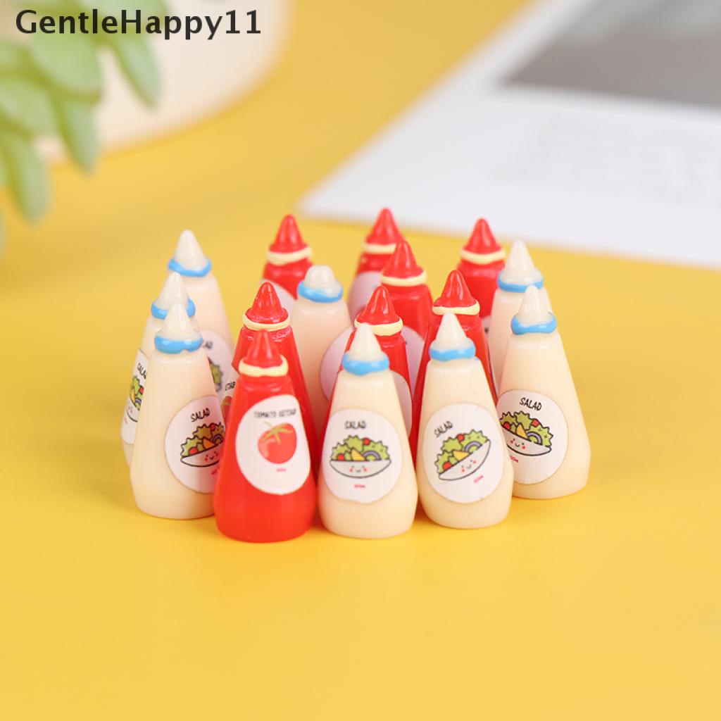 Gentlehappy 10Pcs / Set Mainan Miniatur Salad / Kecap Skala 1: 12 Untuk Aksesoris Rumah Boneka