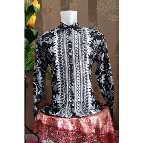 KEMEJA BATIK PRIA / KEMEJA MOTIF BATIK LENGAN PANJANG DAN LENGAN PENDEK MOTIF PAYA SILVER