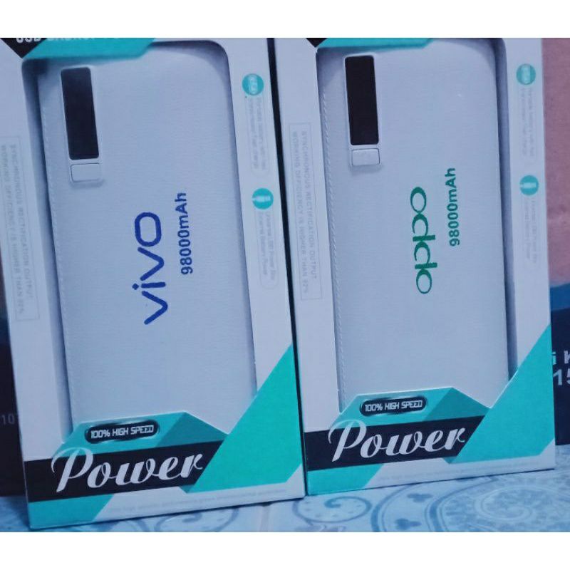 POWER BANK KUALITAS BAGUS 99.000 mAH DIGITAL LEATHER - 2 USB LED SENTER