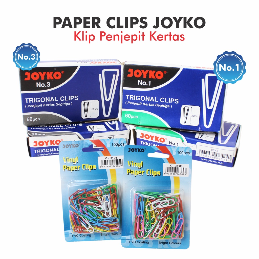 

Penjepit Kertas Paper Clips Joyko No 1 3 dan C 3100 Full Color