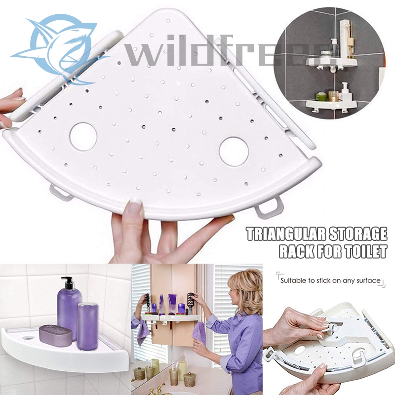 Wf Bathroom Triangular Shower Shelf Corner Bath Storage Holder Organizer Rack White Wall Mount Shopee Indonesia