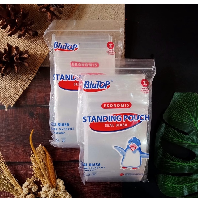 Standing Pouch 9x15 STP Single Seal / Kemasan Plastik Berdiri Klip Tebal Isi 50 - Seal Biasa