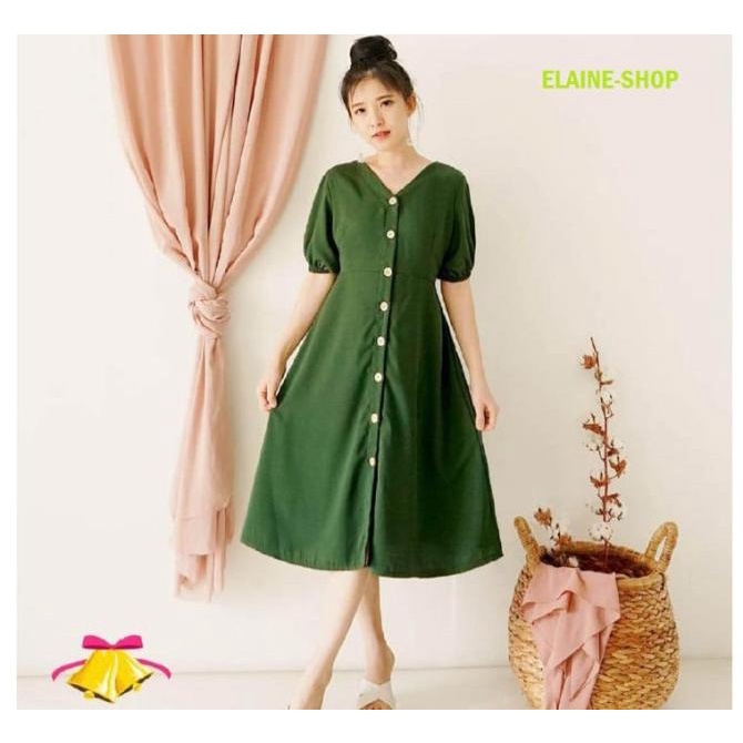 PAKAIAN WANITA / DRESS WANITA / DRESS RENATA / DRESS - hijau botol