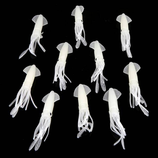 Umpan Pancing Luminous Squid Soft Bait Lure 10 PCS - White