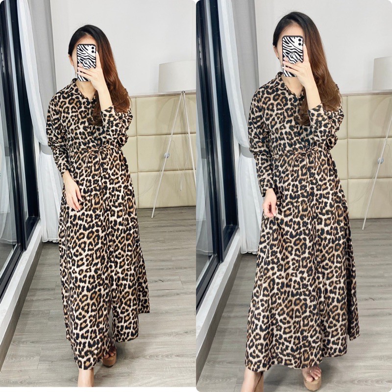 gamis wanita leopard / gamis rayon leopard