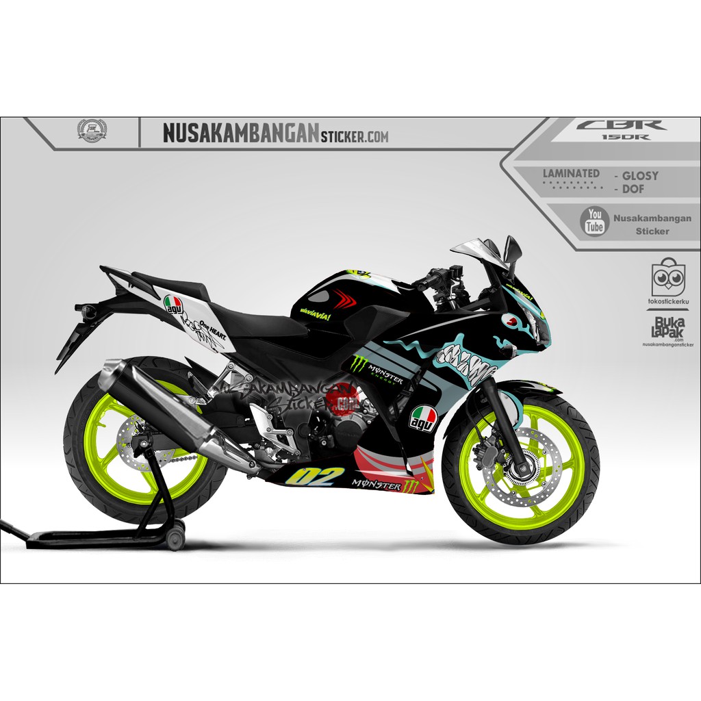 Decal Sticker CBR 150 K45 Shark hitam