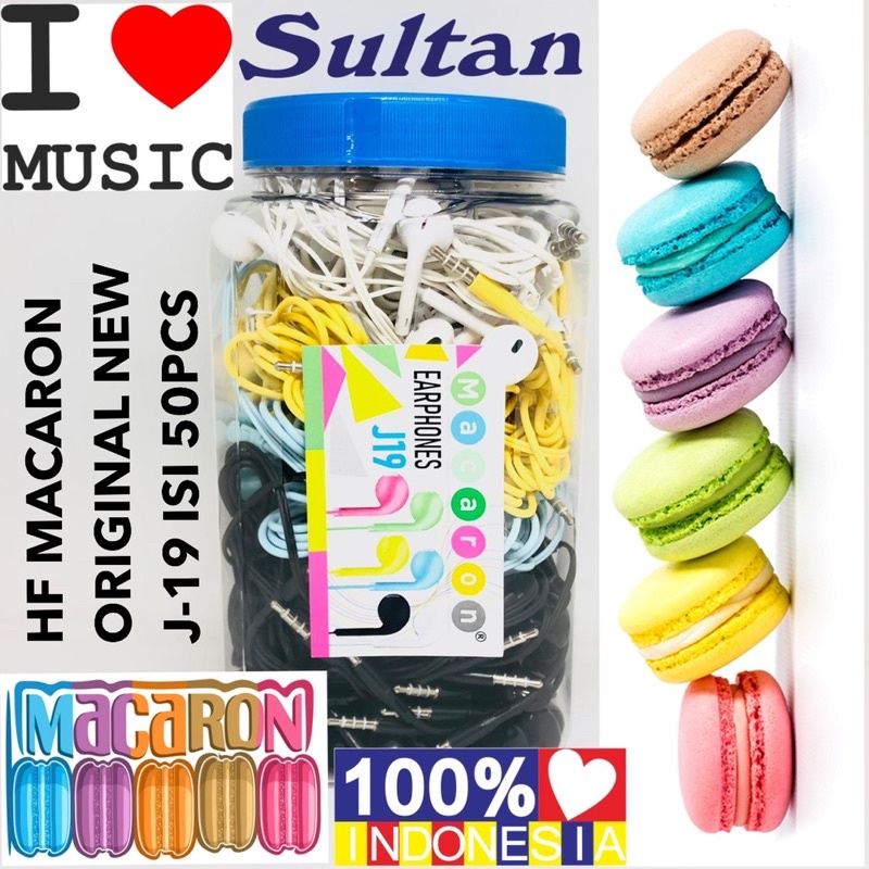 GROSIR {isi 50pcs} HF TOPLES MACARON J19 HANDSFREE SUPER BASS J-19