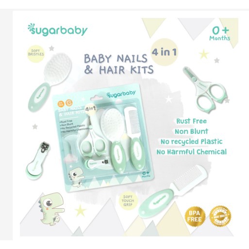 Sugar Baby 4in1 5in1 2 in 1 Baby Nail &amp; Hair Kits Manicure Set - Perlengkapan Perawatan Kuku dan Rambut Bayi + Gunting