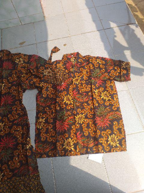 Couple Batik Gamis Sogan Sania Ruffle Syari