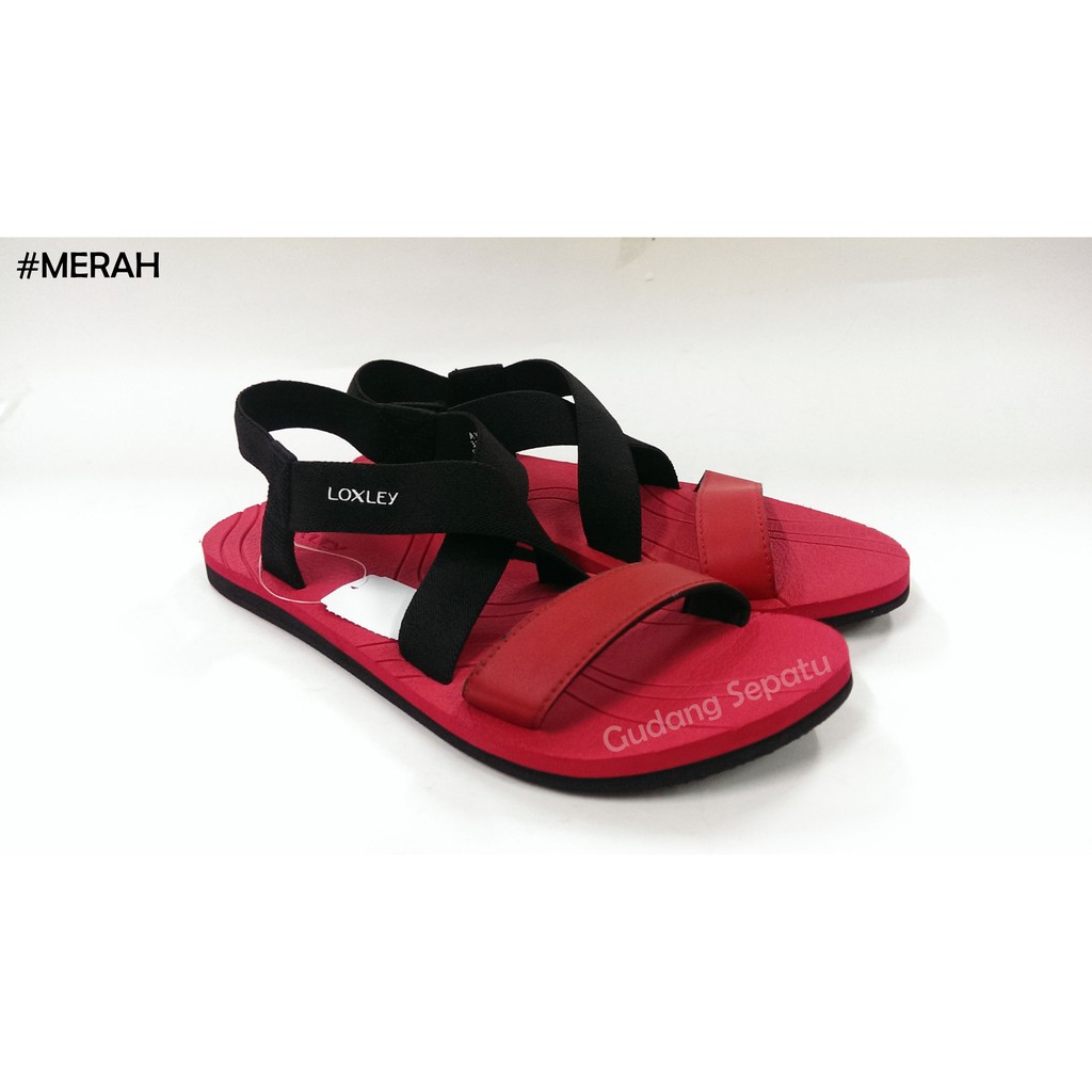 LOXLEY Sandal Gunung Wanita Ayla Sendal Outdoor Cewek Abu &amp; Merah 37-40