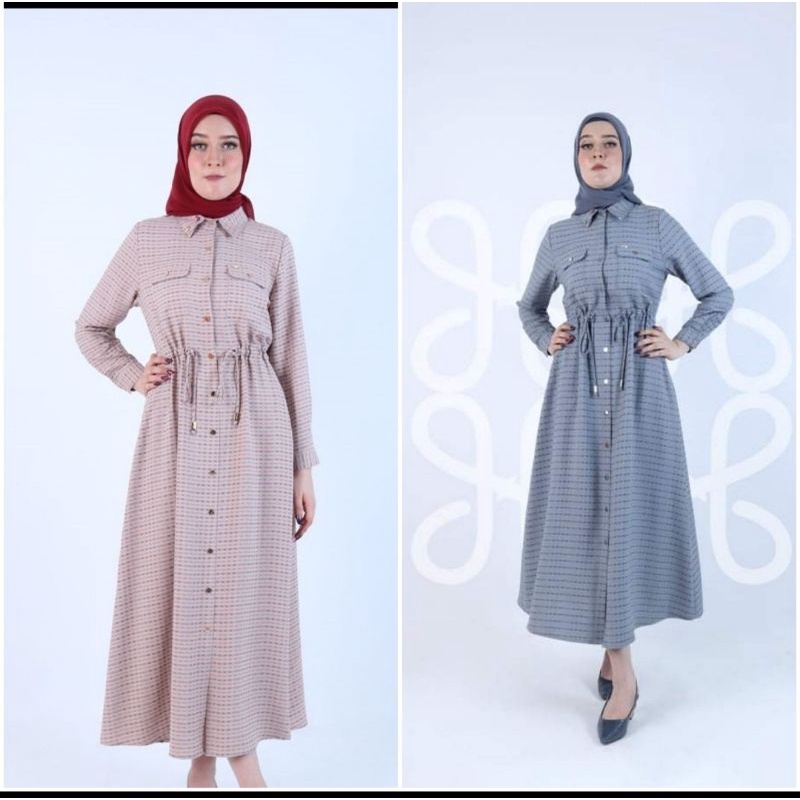 Abaya hikmat original C8895 grey,green dan beige size S M L