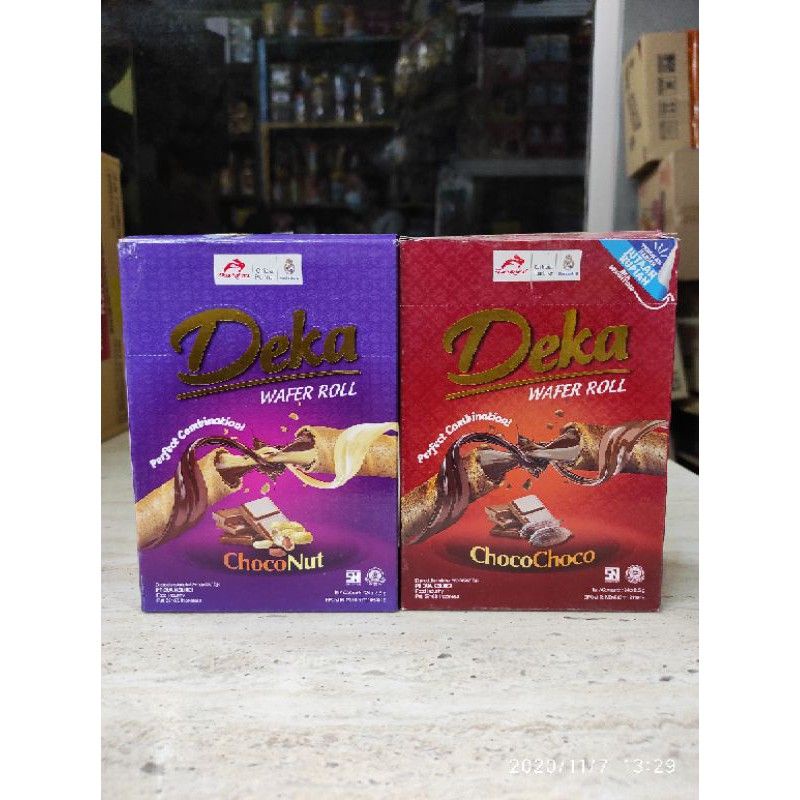 

Deka Wafer Roll Choco Nut & Chocolate 1 Box isi 24 Pcs